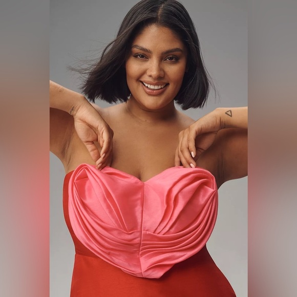 NWT! Anthropologie Pink/Red Hutch Strapless Heart Maxi Dress - US 10 ⚽️ - Picture 9 of 16